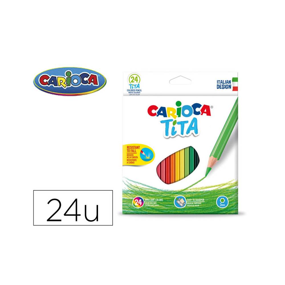 Lapices de colores carioca tita hexagonal caja de 24 unidades colores surtidos