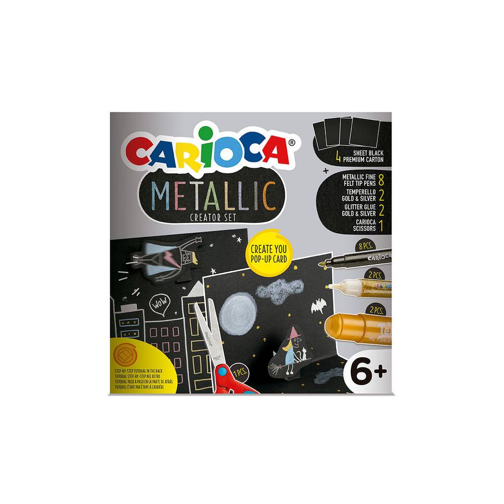 Set de dibujo carioca metallic pop up card creator 3d 17 piezas