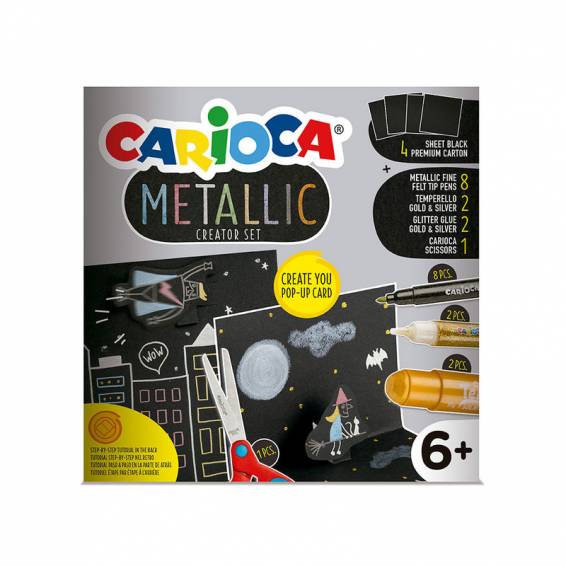 Set de dibujo carioca metallic pop up card creator 3d 17 piezas