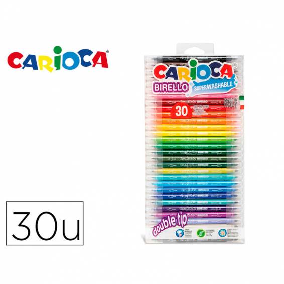 Rotulador carioca birello bipunta bolsa de 30 unidades colores surtidos