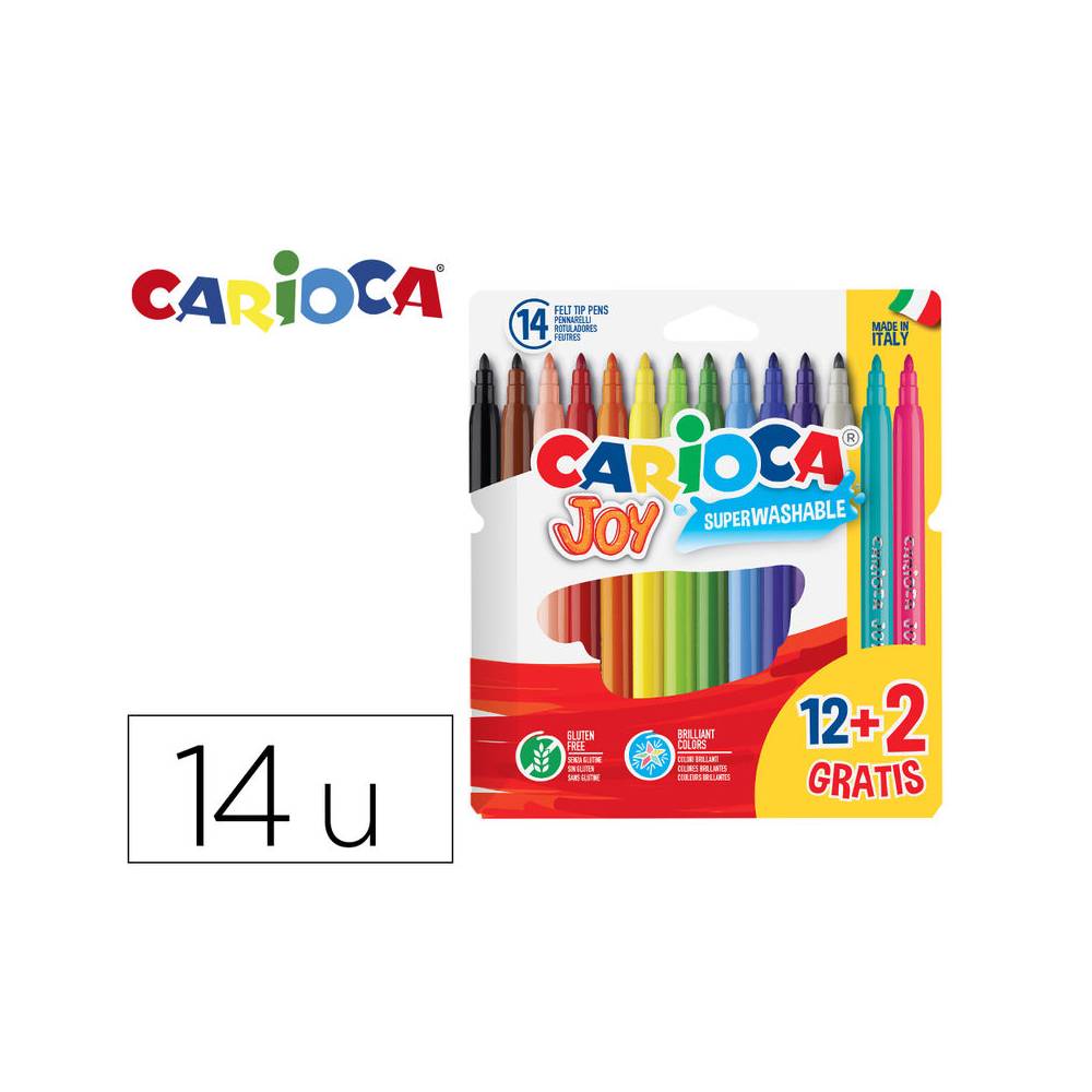 Rotulador carioca joy estuche de 12 unidades colores surtidos + 2 gratis