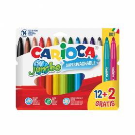 Rotulador carioca jumbo punta gruesa estuche de 12 unidades colores surtidos + 2 gratis