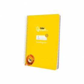 Cuaderno espiral liderpapel di n a5 pautaguia tapa blanda 40h 75 gr cuadro pautado 5mm color amarillo - BC118