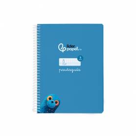 Cuaderno espiral liderpapel di n a5 pautaguia tapa blanda 40h 75 gr cuadro pautado 5mm color azul - BC119