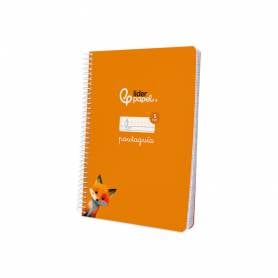 Cuaderno espiral liderpapel di n a5 pautaguia tapa blanda 40h 75 gr cuadro pautado 5mm color naranja - BC121