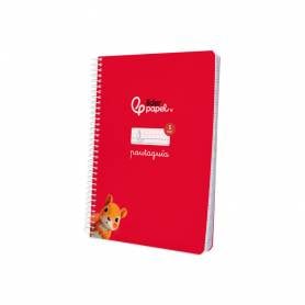 Cuaderno espiral liderpapel di n a5 pautaguia tapa blanda 40h 75 gr cuadro pautado 5mm color rojo - BC122