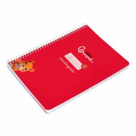 Cuaderno espiral liderpapel di n a5 pautaguia tapa blanda 40h 75 gr cuadro pautado 5mm color rojo - BC122