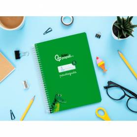 Cuaderno espiral liderpapel di n a5 pautaguia tapa blanda 40h 75 gr cuadro pautado 5mm color verde - BC123