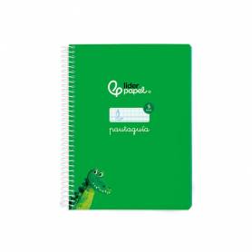 Cuaderno espiral liderpapel di n a5 pautaguia tapa blanda 40h 75 gr cuadro pautado 5mm color verde - BC123