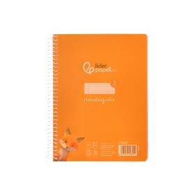 Cuaderno espiral liderpapel din a5 pautaguia tapa plastico 80h 90gr cuadro pautado 3mm color naranja - BE61