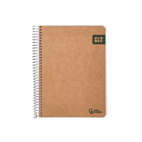 Cuaderno espiral liderpapel a5 tapa cartulina kraft contracolada 120h papel 100% reciclado 80 gr liso - BJ92