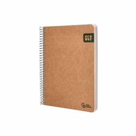 Cuaderno espiral liderpapel a5 tapa cartulina kraft contracolada 120h papel 100% reciclado 80 gr liso - BJ92