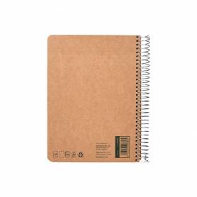 Cuaderno espiral liderpapel a5 tapa cartulina kraft contracolada 120h papel 100% reciclado 80 gr liso - BJ92