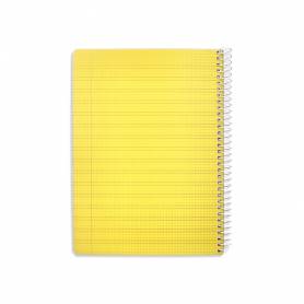 Cuaderno espiral liderpapel din a5 pautaguia tapa plastico 80h 90gr cuadro pautado 3 mm con margen color amarillo - BE51