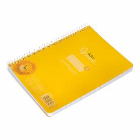 Cuaderno espiral liderpapel din a5 pautaguia tapa plastico 80h 90gr cuadro pautado 3 mm con margen color amarillo - BE51