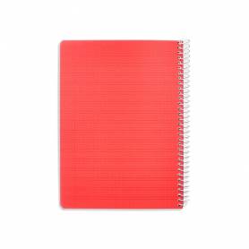 Cuaderno espiral liderpapel din a5 pautaguia tapa plastico 80h 90gr cuadro pautado 3 mm con margen color rojo - BE53