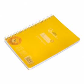 Cuaderno espiral liderpapel din a5 pautaguia tapa plastico 80h 90gr cuadro pautado 4mm con margen color amarillo - BE56