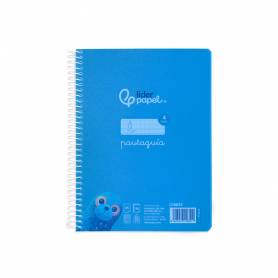 Cuaderno espiral liderpapel din a5 pautaguia tapa plastico 80h 90gr cuadro pautado 4mm con margen color azul - BE57