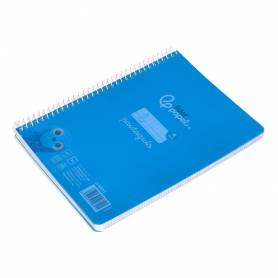 Cuaderno espiral liderpapel din a5 pautaguia tapa plastico 80h 90gr cuadro pautado 4mm con margen color azul - BE57