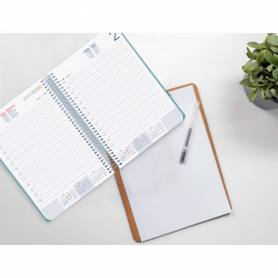 Agenda espiral liderpapel zant e a5 2025 día página color azul papel 70 gr - 