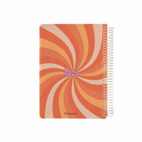 Agenda espiral liderpapel zant e a5 2025 día página color naranja papel 70 gr - 