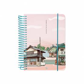 Agenda espiral liderpapel sant orini a6 2025 día página atardecer rosa papel 60 gr - 