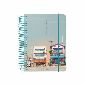 Agenda espiral liderpapel sant orini a6 2025 día página street view papel 60 gr - 