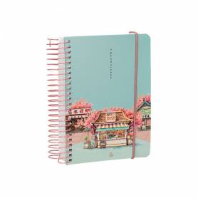 Agenda espiral liderpapel sant orini a6 2025 día página cherry blossoms papel 60 gr - 