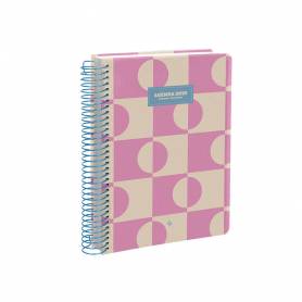 Agenda espiral liderpapel clas sic a4 2025 día página color rosa papel 70 gr - 