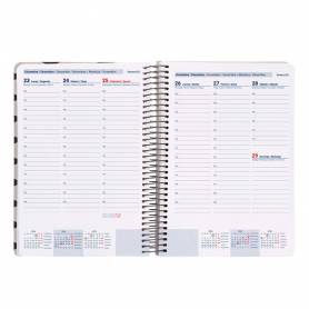 Agenda espiral liderpapel clas sic a4 2025 semana vista blanco y negro 1 papel 70 gr - 