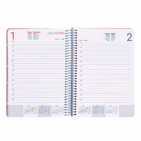 Agenda espiral liderpapel clas sic a5 2025 día página color rosa papel 70 gr - 