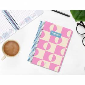 Agenda espiral liderpapel clas sic a5 2025 día página color rosa papel 70 gr - 