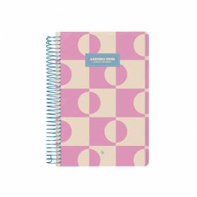 Agenda espiral liderpapel clas sic a5 2025 semana vista color rosa papel 70 gr - 