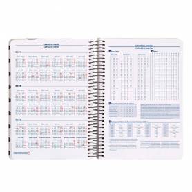 Agenda espiral liderpapel clas sic a5 2025 semana vista blanco y negro 1 papel 70 gr - 