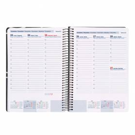 Agenda espiral liderpapel clas sic a5 2025 semana vista blanco y negro 2 papel 70 gr - 