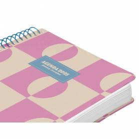 Agenda espiral liderpapel clas sic a6 2025 día página color rosa papel 70 gr - 