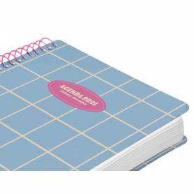 Agenda espiral liderpapel clas sic a6 2025 día página color azul claro papel 70 gr - 