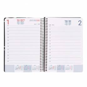 Agenda espiral liderpapel clas sic a6 2025 día página blanco y negro 2 papel 70 gr - 