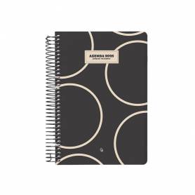 Agenda espiral liderpapel clas sic a6 2025 día página blanco y negro 2 papel 70 gr - 