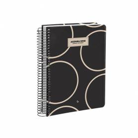 Agenda espiral liderpapel clas sic a6 2025 día página blanco y negro 2 papel 70 gr - 