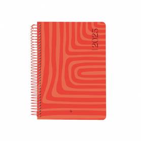 Agenda espiral liderpapel syro s a5 2025 día página color rojo papel 60 gr - 