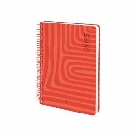 Agenda espiral liderpapel syro s a5 2025 día página color rojo papel 60 gr - 