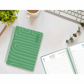 Agenda espiral liderpapel syro s a5 2025 día página color verde papel 60 gr - 