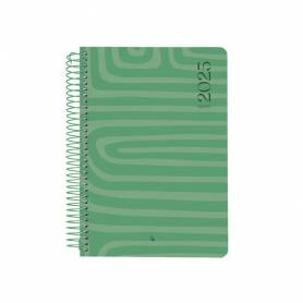 Agenda espiral liderpapel syro s a5 2025 día página color verde papel 60 gr - 