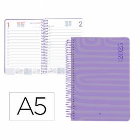 Agenda espiral liderpapel syro s a5 2025 día página color rosa papel 60 gr - 