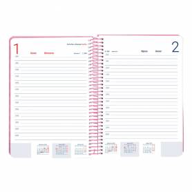 Agenda espiral liderpapel syro s a5 2025 día página color rosa papel 60 gr catalan - 