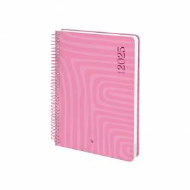 Agenda espiral liderpapel syro s a5 2025 día página color rosa papel 60 gr catalan - 