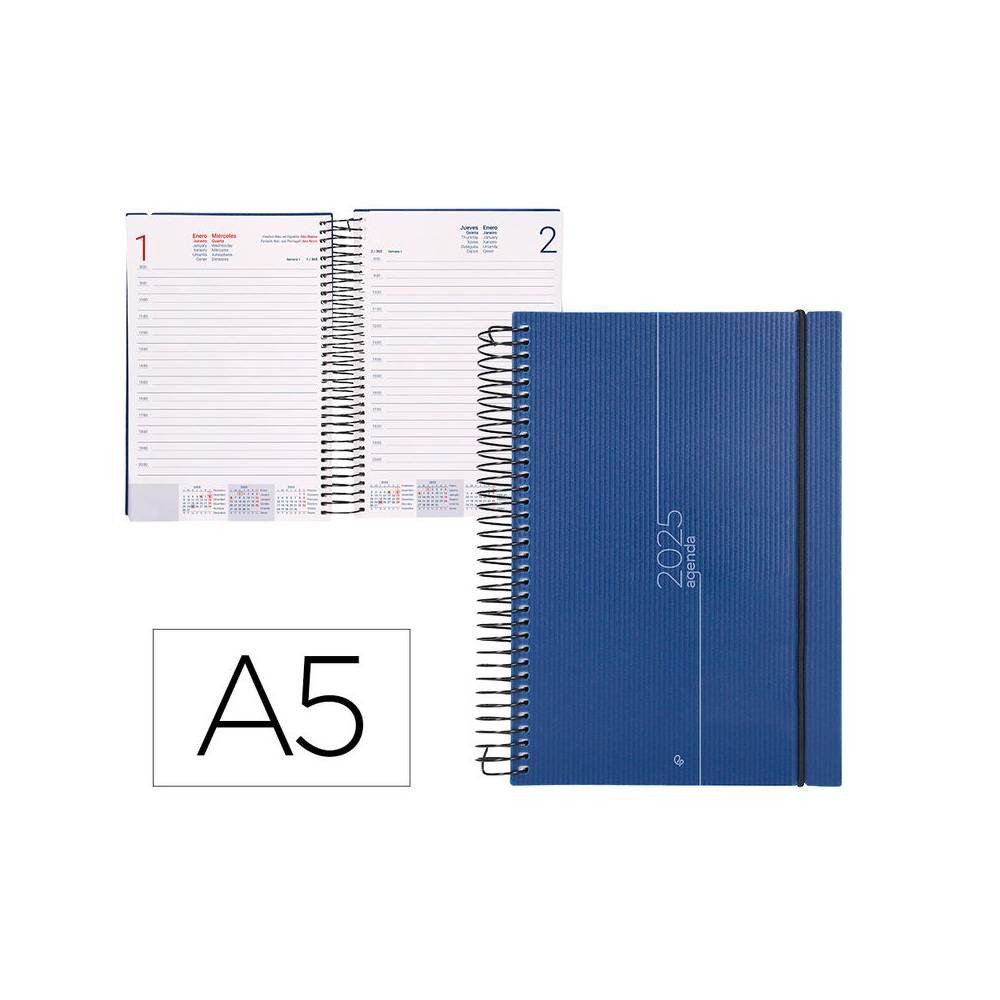 Agenda encuadernada liderpapel olbia a5 2025 día página color azul papel 60 gr - 