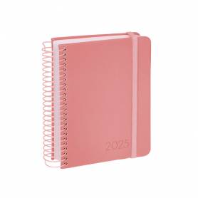 Agenda encuadernada liderpapel neon a5 2025 día página color rosa papel 70 gr - 