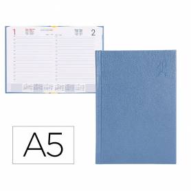 Agenda encuadernada liderpapel corfu a5 2025 día página color azul claro papel 60 gr - 